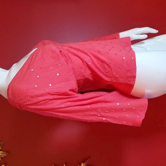 Size M - Language Los Angeles Designer Sequin Plunge Top Bell Sleeves BNWT - Picture 3 of 10